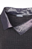 Contrast Collar Square Top - Black/grey