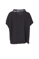 Contrast Collar Square Top - Black/grey