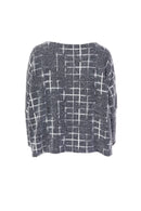 Square Knit Top - Grey/cream