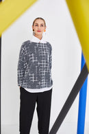 Square Knit Top - Grey/cream