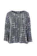 Square Knit Top - Grey/cream