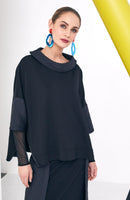 Jaquard Collar Square Top - Black