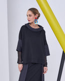 Jaquard Collar Square Top - Black