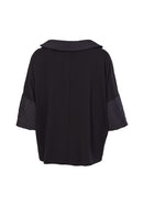 Jaquard Collar Square Top - Black