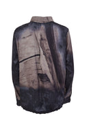 Drawstring Hem Print Top - Black/mink