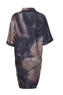 Long Line Print Shirt - Black/mink