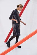 Long Line Print Shirt - Black/mink
