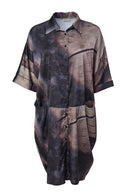 Long Line Print Shirt - Black/mink