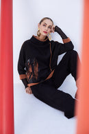 Spot Placement Print Top - Black/spice