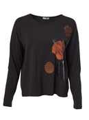 Spot Placement Print Top - Black/spice