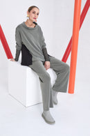 Elastic Waist Wide Leg Trouser - Khaki