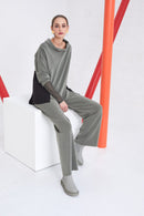 Elastic Waist Wide Leg Trouser - Khaki