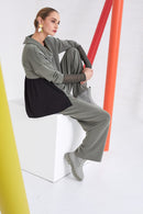 Elastic Waist Wide Leg Trouser - Khaki