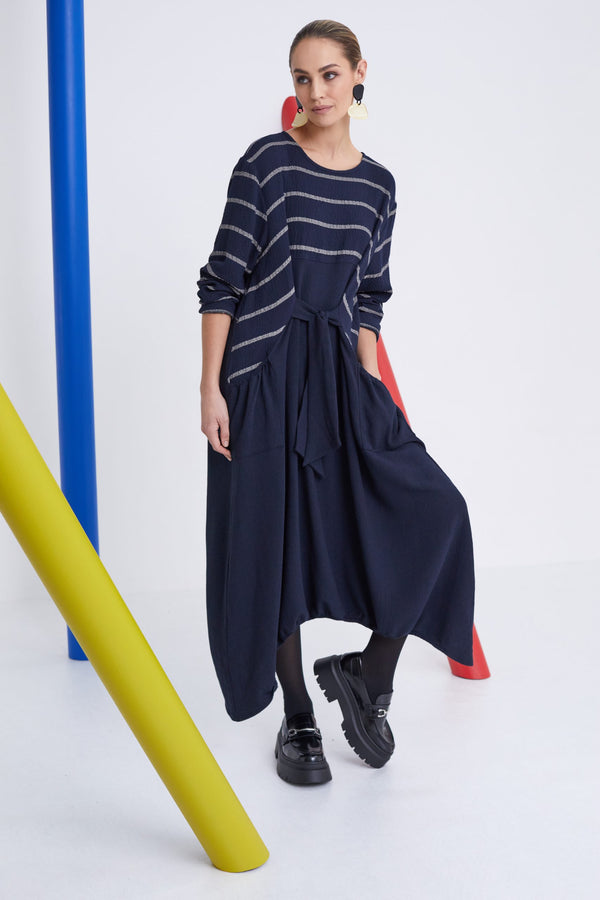 Naya Stripe Dress - Navy