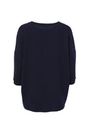 Cut Away Hem Stripe Top - Navy