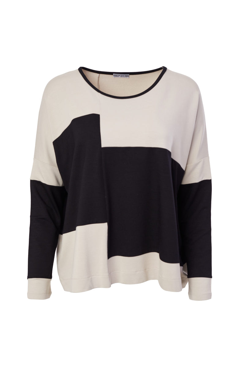 Block Stripe Top - Black/sand