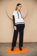 Sleeveless Hooded Top - Black/sand