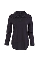 Jersey Hem Panel Blouse - Black