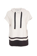 Sleeveless Hooded Top - Black/sand