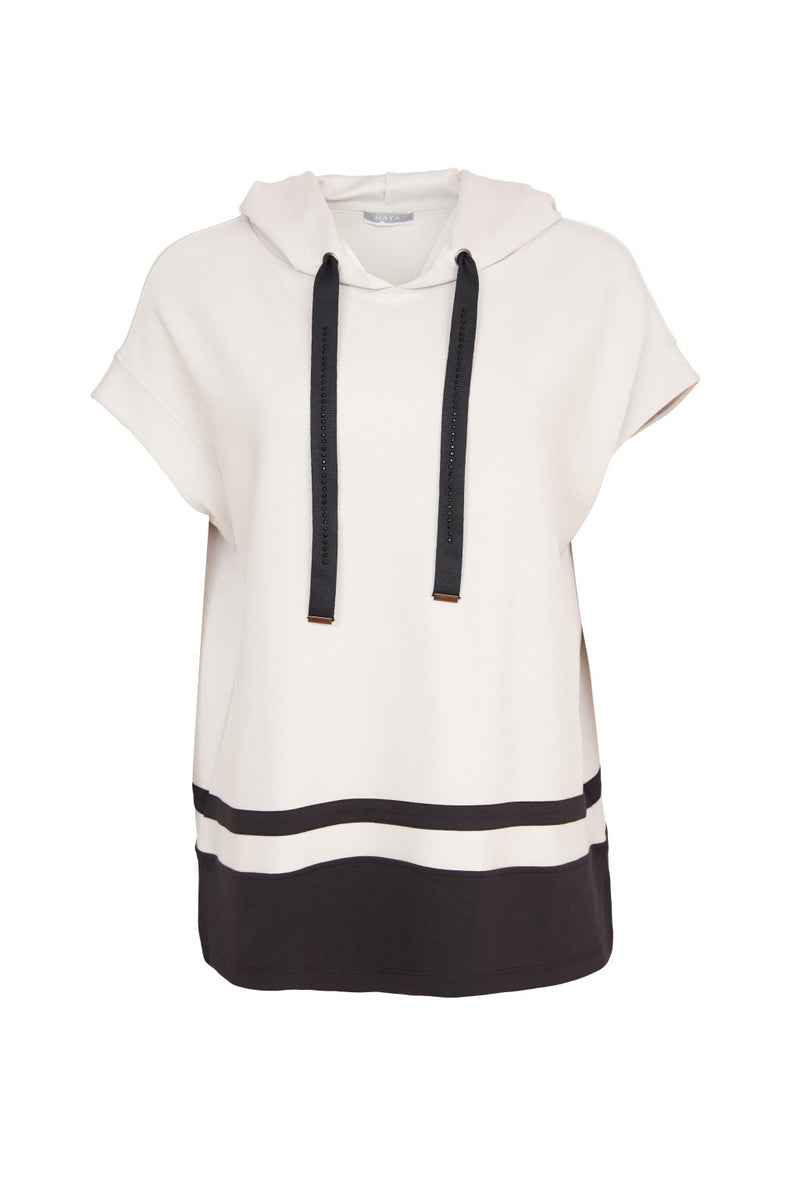 Sleeveless Hooded Top - Black/sand