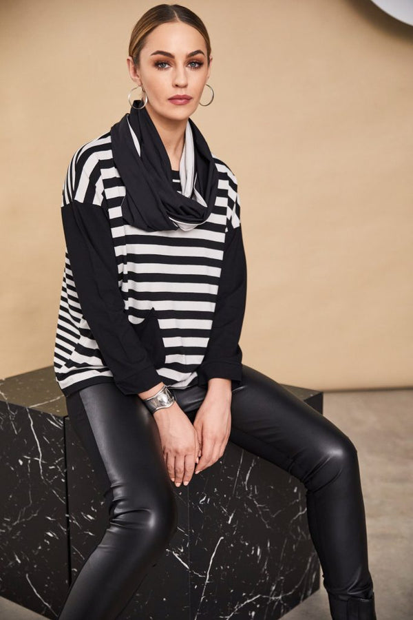 Stripe Top - Black/sand