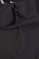 High Neck Drawstring Top - Black