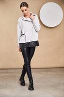 Contrast Hemband High Neck Top - Black/sand