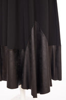 Contrast Fabric Panel V Neck Dress - Black