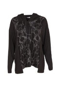 Print Front Panel Hooded Top - Black/grey