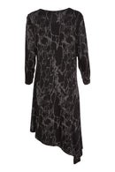 Print Angle Hem Dress - Black/grey