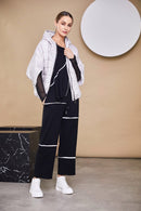 Contrast Trim Trouser - Black/sand