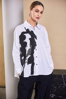 Placement Print Shirt - White/forest