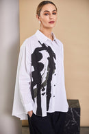 Placement Print Shirt - White/forest