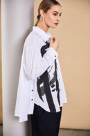 Placement Print Shirt - White/forest