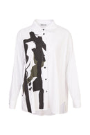 Placement Print Shirt - White/forest