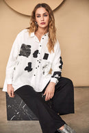 Placement Print Blouse - Off White/black