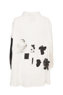 Placement Print Blouse - Off White/black
