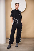 Side Stripe Wide Leg Trouser - Black/grey