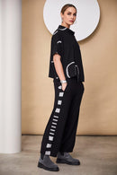 Side Stripe Wide Leg Trouser - Black/grey