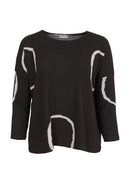 Circle Print Top - Black/silver