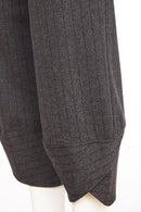 Wrapover Hem Stripe Trouser - Black/grey