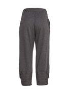 Wrapover Hem Stripe Trouser - Black/grey
