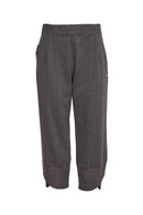 Wrapover Hem Stripe Trouser - Black/grey