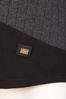 Stripe Sections High Neck Top - Black/grey