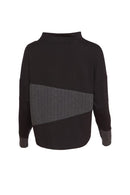 Stripe Sections High Neck Top - Black/grey