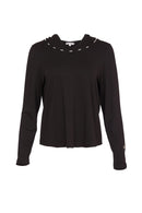 Contrast Trim Hooded Top - Black/grey