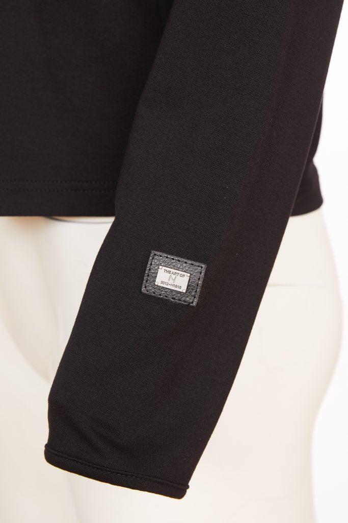 Contrast Trim Hooded Top - Black/grey