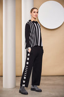 Stripe Drawstring Top - Black/grey