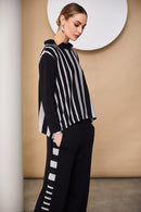 Stripe Drawstring Top - Black/grey