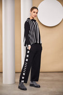 Side Stripe Wide Leg Trouser - Black/grey